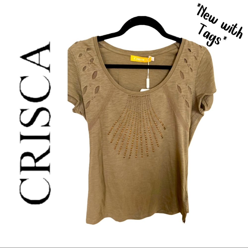 Crisca Olive/Beige T-Shirt New with Tags